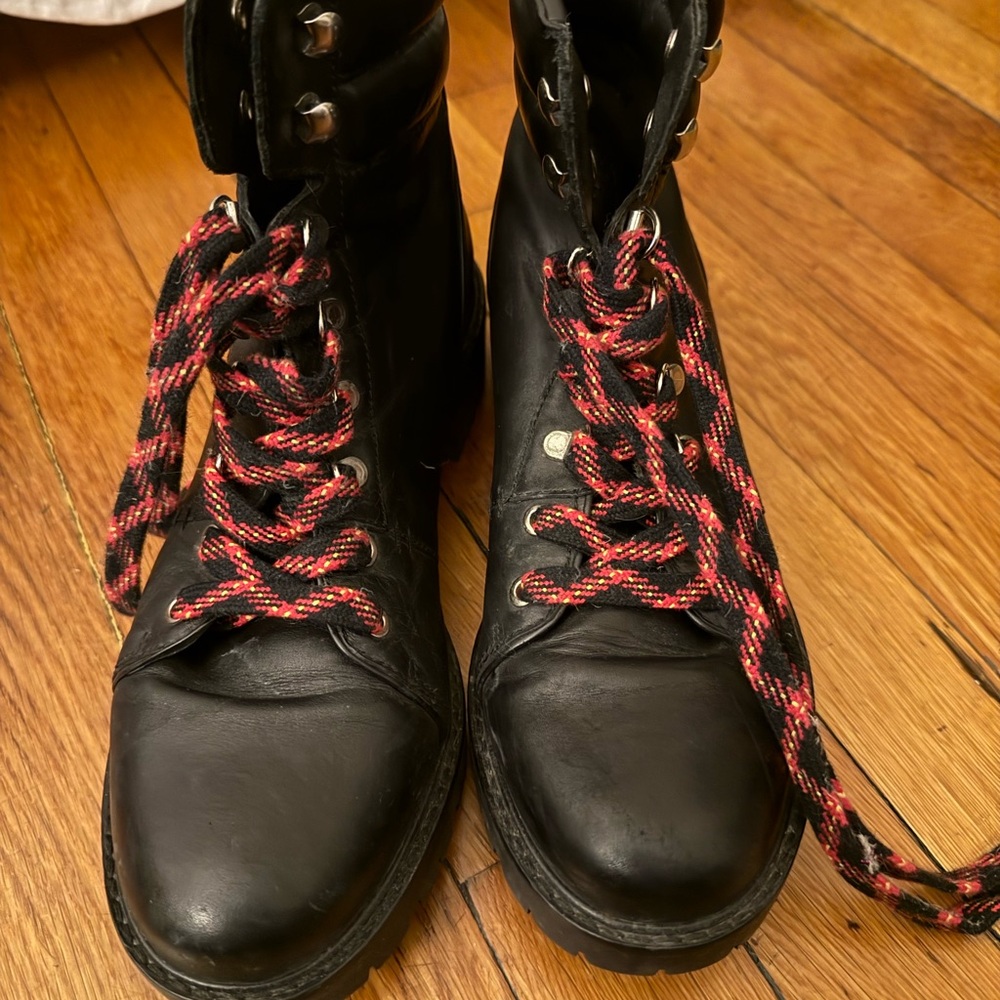Sam Edelman Black Boots with Red Laces